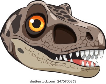 Colorful dinosaur head with sharp teeth