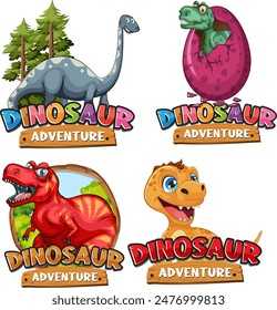 Colorful dinosaur illustrations for kids' adventure themes