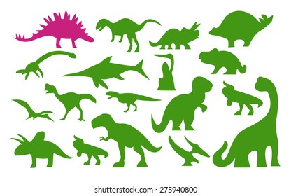 Colorful dinosaur silhouettes vector illustration.