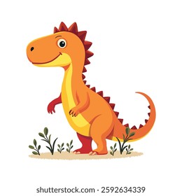 Colorful dinosaur vector featuring a gigantic green Tyrannosaurus Rex in a fun cartoon style. Perfect for kids’ designs, mascots, tattoos, and Jurassic-themed illustrations on a white background.