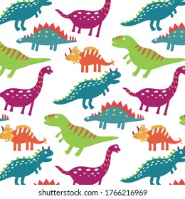 Colorful dinosaurs seamless pattern. Vector pattern