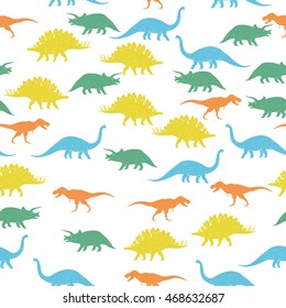 Colorful Dinosaurus Seamles Pattern Background. Vector illustration