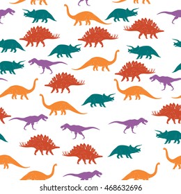 Colorful Dinosaurus Seamles Pattern Background. Vector illustration