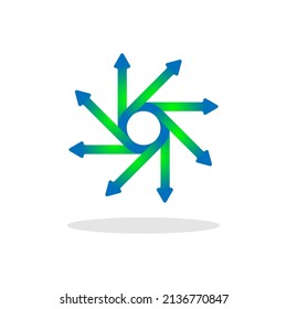 Vector de icono de dirección colorida, abstracto de la dirección moderna de 8 lados