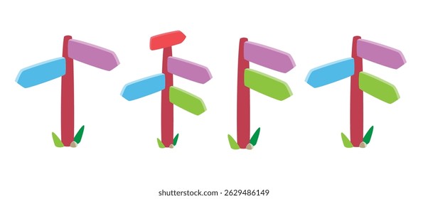 Colorful Direction Signs Vector Illustration
