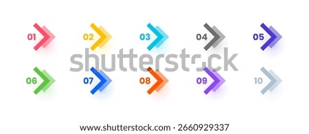 colorful directional arrow bullet point element in collection vector