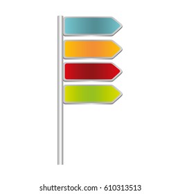 colorful directional metallic plaque road sign vector illustration