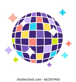 Colorful disco ball that shines bright isolated illustration