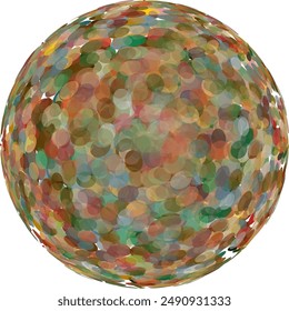 Colorful disco light like globus shape made up overlapping rounded ellipses