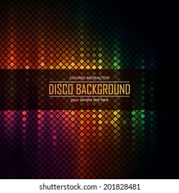 Colorful disco lighten background. Vector illustration.