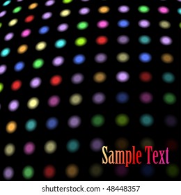 Colorful disco lights background with copy space.