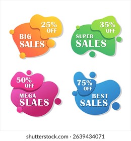 Colorful Discount Badge Set with Blob Shapes Templste