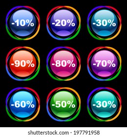 Colorful discount labels. 