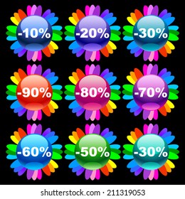 Colorful discount labels