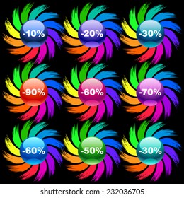 Colorful discount labels