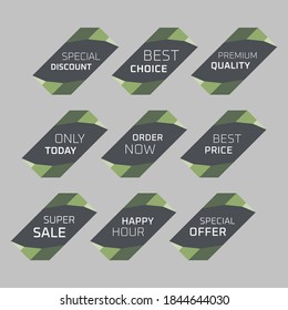 Colorful discount labels set. Timeless easy-to-read design to attract customers' attention. Suitable for web page ads, tags, discount offer price labels, badges, coupons, flyers etc.