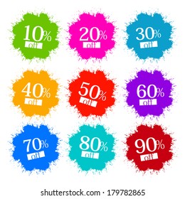 Colorful Discount Labels, Stains, Splashes 