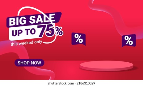 Colorful discount sale podium. Special offer composition. Vector illustration