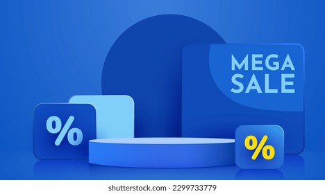 Colorful discount sale podium. Special offer composition. Vector illustration