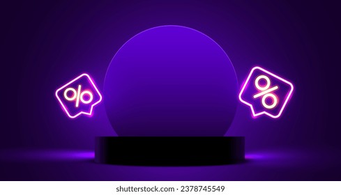 Colorful discount sale podium. Special offer composition. Vector illustration