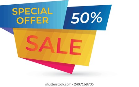 Colorful discount sale podium. Special offer composition. Vector illustration
