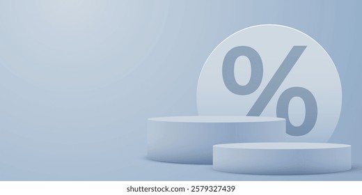 Colorful discount sale podium. Special offer composition. Vector illustration