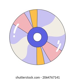 Colorful disk Icon. Nostalgia for the 2000 years. Y2k style. Simple flat linear vector illustration isolated on a white background.