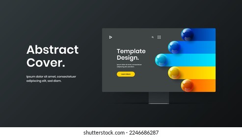 Colorful display mockup presentation layout. Modern web project design vector illustration.