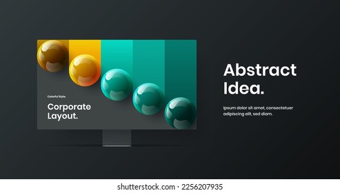 Colorful display mockup site layout. Isolated banner vector design template.
