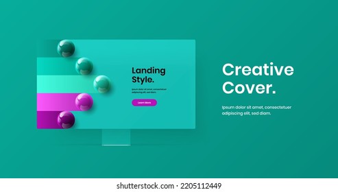 Colorful display mockup site screen illustration. Premium web project design vector template.