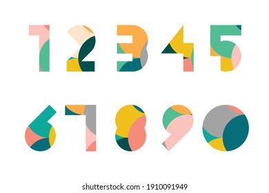 Colorful display numerals from 1 to 0 with overlapping circles pattern