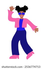 Colorful disproportionate Girl. Afro Women characters in pose. Vector flat illustration.