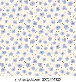 Colorful ditsy flower seamless vector pattern