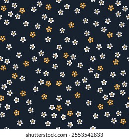 Colorful ditsy seamless pattern. Vector floral background with tiny flowers. Gentle botanical wallpaper. Print for fabric, paper, kids clothes and accessories