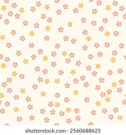 Colorful ditsy seamless pattern. Vector floral background with tiny flowers. Gentle botanical wallpaper. Print for fabric, paper, kids clothes and accessories