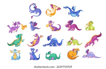 A Colorful and Diverse Collection of Fantasy Dragons, all depicted in a Pixel Art Style