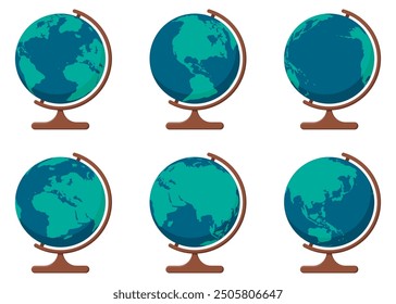 Colorful and Diverse Globes Skillfully Representing the Various Continents and Oceans of Earth