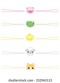 Colorful divider collection with cute animal faces 