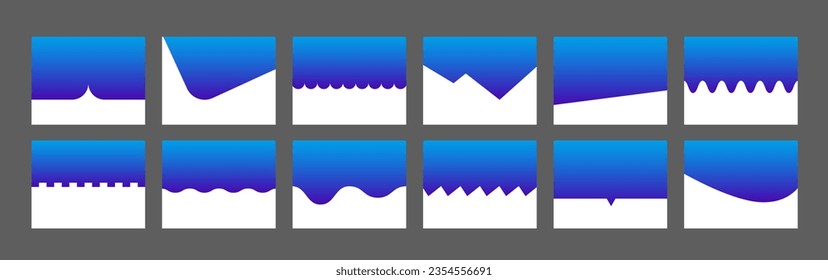 Colorida colección de formas de divisor para el sitio web. Conjunto de encabezados con líneas de curva