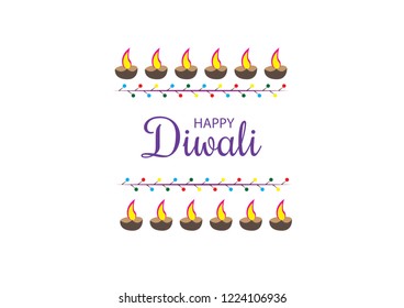 Colorful diwali celebration clay lamps lit