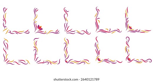 Colorful Diwali Corner Border Set