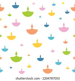 colorful diwali diya pattern background