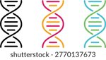 Colorful dna double helix strands with gradient and striped patterns genetic biology