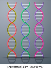 colorful DNA elements and molecules for science and medicine design. DNA strands