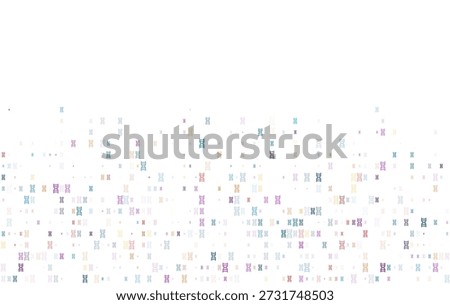 Colorful DNA pattern background with repeated double helix symbols scattered on white space, representing genetics, biology, biotechnology research, medical science, and modern scientific data concept.
