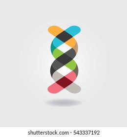 Colorful DNA Ribbon Logo Sign Symbol Icon