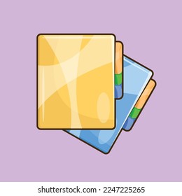 Colorful Document Folder Illustration Vector in Cartoon Style