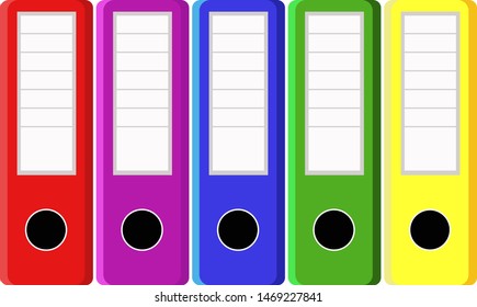 colorful document folders for design on white, stock vector illustration. Office folders isolated on white background. EPS 10