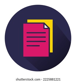 colorful document icon. isolated background with long shadow