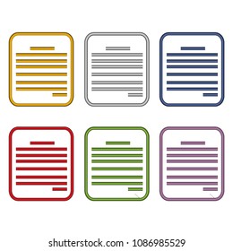 Colorful document set icons, flat design